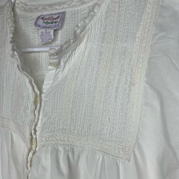 Vintage APRIL CORNELL Womens Nightgown Small White Smocked Retro Cottage - Picture 5 of 9
